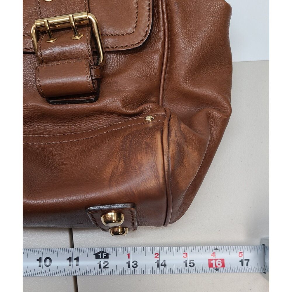 Marc Jacobs Brown Leather Satchel Bag Push Lock Top Handle Made in Italy - Picture 5 of 12